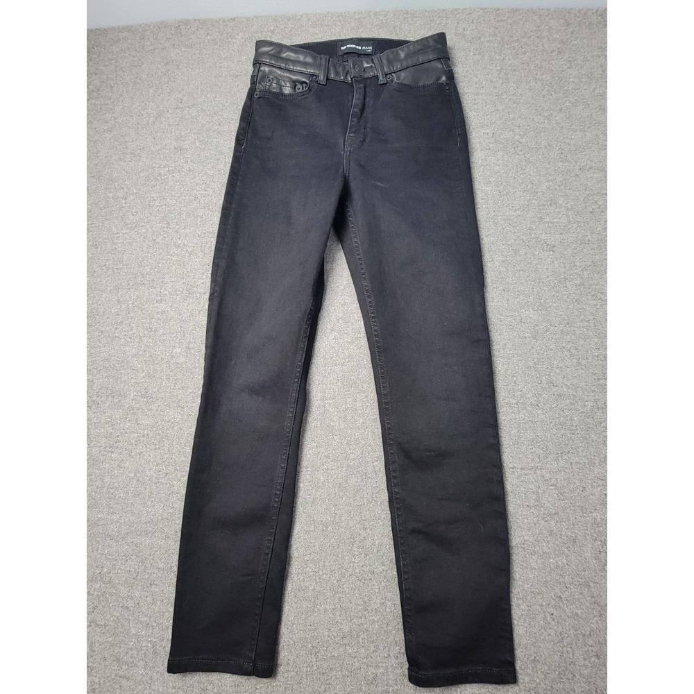 The Kooples Jeans Women Lizy Black Skinny Leather‎ Trim Stretch Denim 24